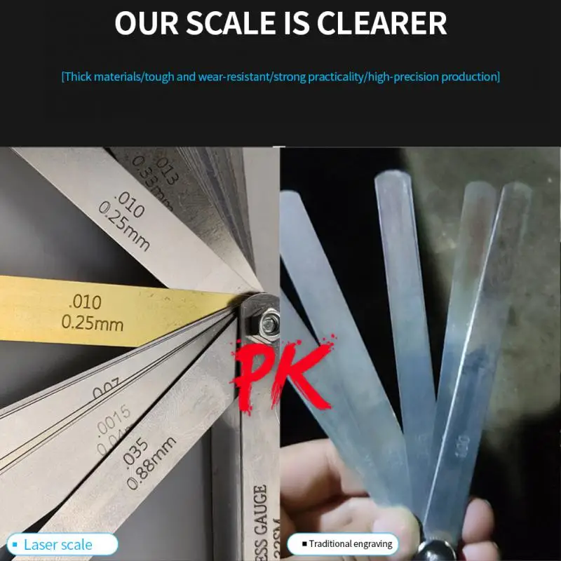 32 Feeler Gauge Metric Thickness Gauge Set Blade Gap Filler Tappet Valve Thickness Measurement Layout Tool Gages Metering