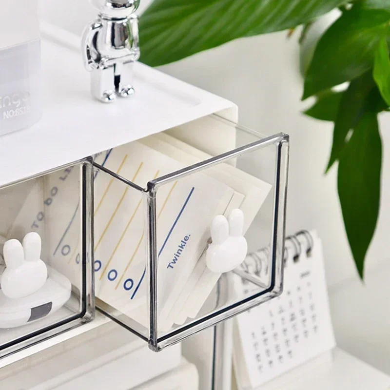 INS Desktop Stationery Storage Box Transparent Acrylic Drawer Type Pen Holder Cabinet Student Hand Account Storage Organiser 5