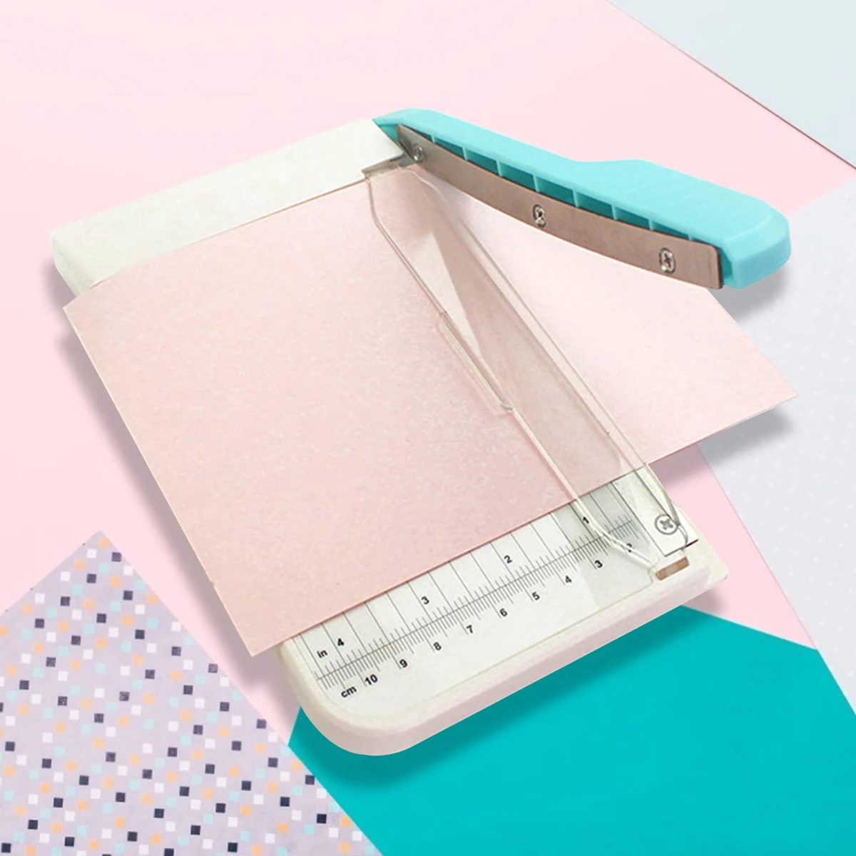 크래프트 종이 사진 카드 스크랩북용 종이 커터, 안전 절단 헤드 측면 눈금자 포..