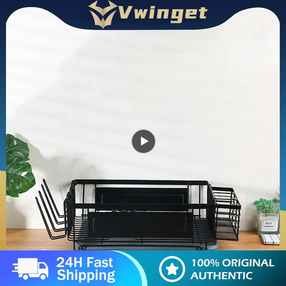 

Adjustable Dish Rack Strong Bearing Capacity Iron Material Chopsticks Cup Holder Easy To Clean Any Scene Sink Rack Kitchen Tools