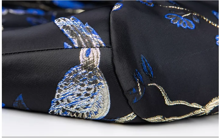 Description Picture 6 of itemNew Men's Boutique Golden Floral Blazer Jacket Fashion Elegant Slim Fit Business Coat Singer Banquet Party Performance Costume