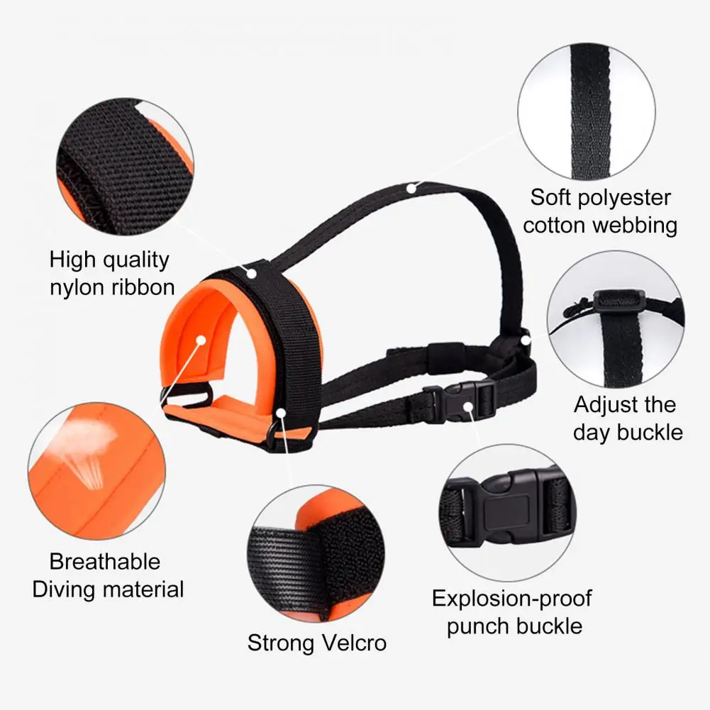 Adjustable Dog Muzzle Buckle Design Breathable Elastic Soft Nylon Puppy Anti-Biting Mouth Cover for Small Medium Large Dogs
