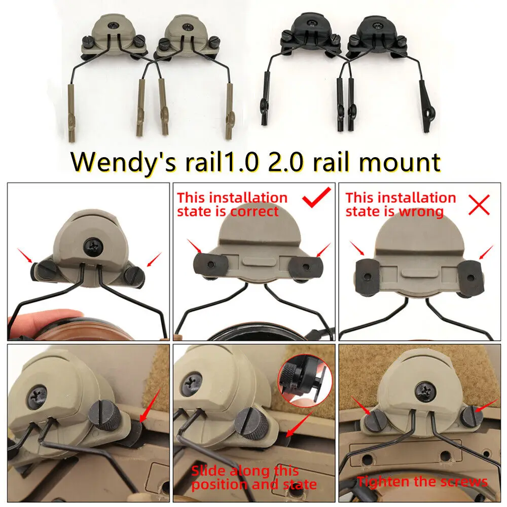 Walker's Razor Headset Tactical Helmet Wendy Rail Adapter For Tactical