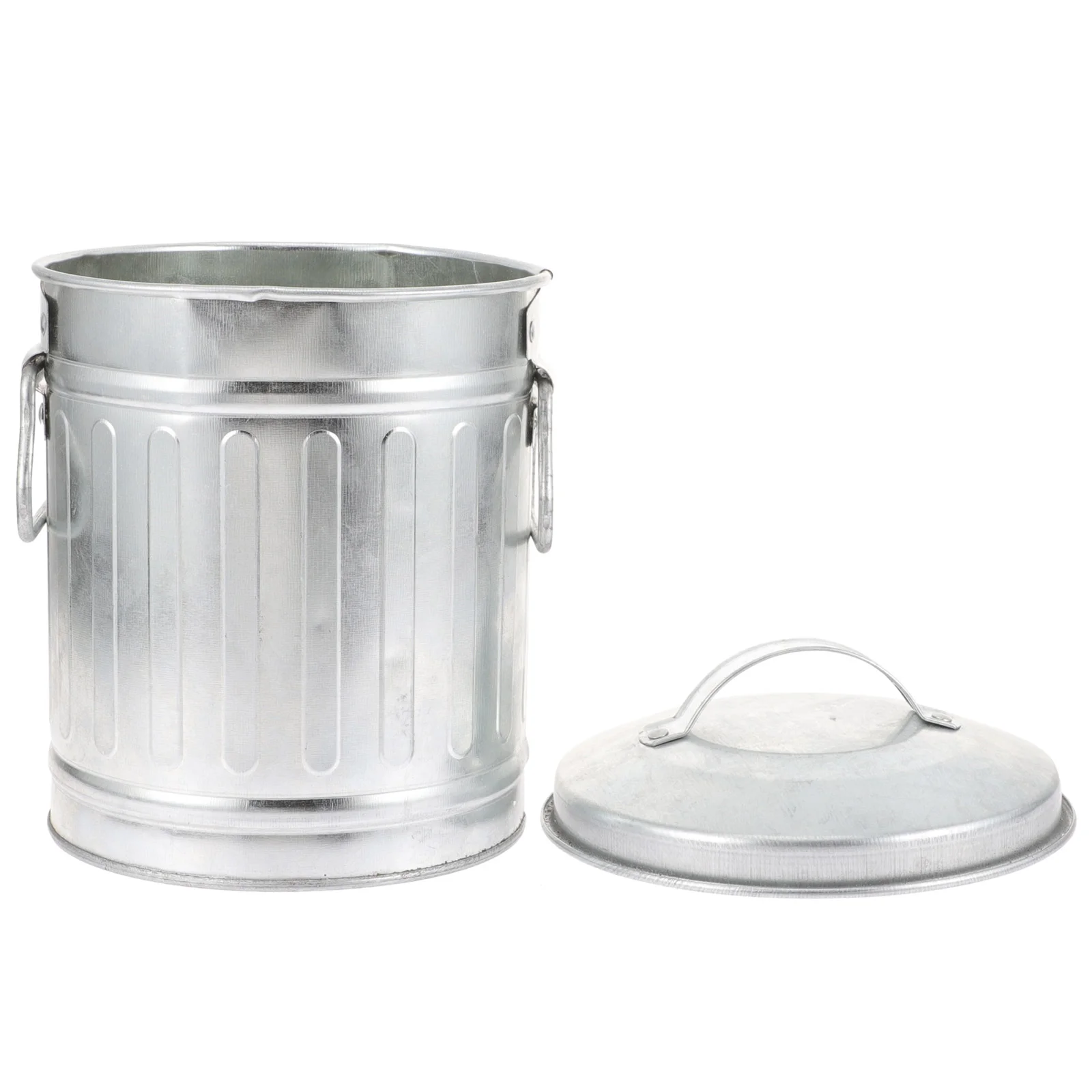 

English title: Ash Bucket Lid Galvanized Iron Metal Fireplace Charcoal Can Coal Small Trash Pen Storage Kitchen Compost Bin