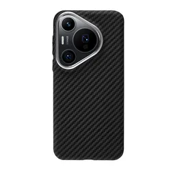 Premium Magnetic Matte Carbon Fiber Pattern Case with Metal Lens Frame for HUAWEI Pura 90S Pro (Coarse Texture)