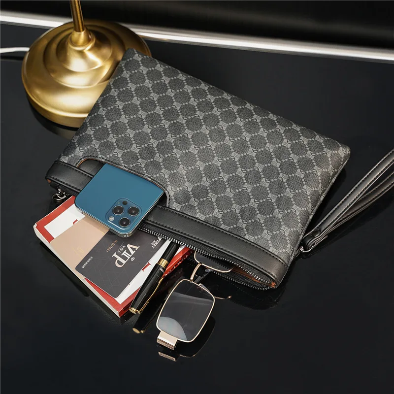 Fashion Plaid Print Clutch Men New Design Men's Clutches Hanbags Luxury PU  Leather Business Envelope Bag Male Clutch Handbags - AliExpress