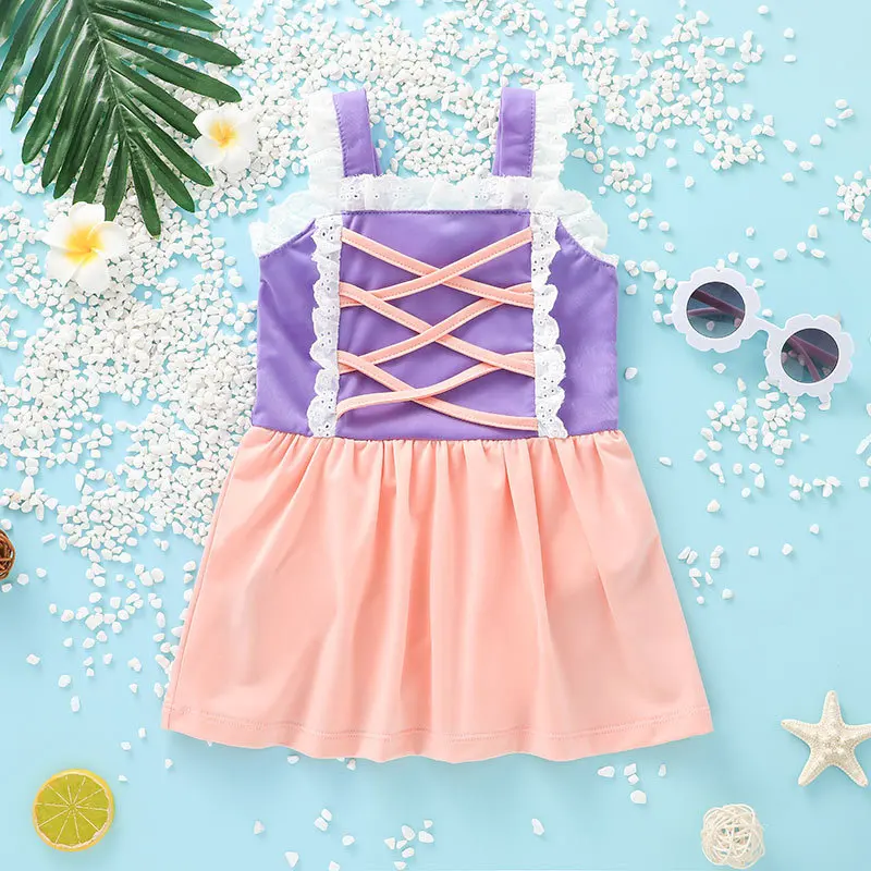 

Children's Swimwear Tangled Princess Swimsuit Girls Swimming Outfit One Piece Toddler Kids Bathing Suit Lovely Swimwear 2Y-10Y