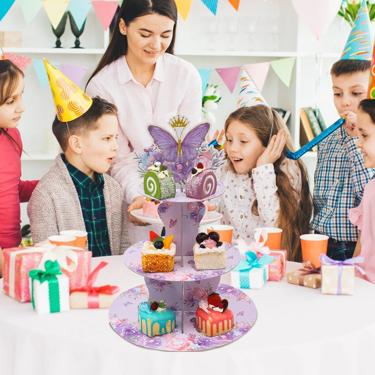3-stöckiger Cupcake-Ständer Mit Schmetterlingsmotiv - Bezaubernd Für Jede Feier