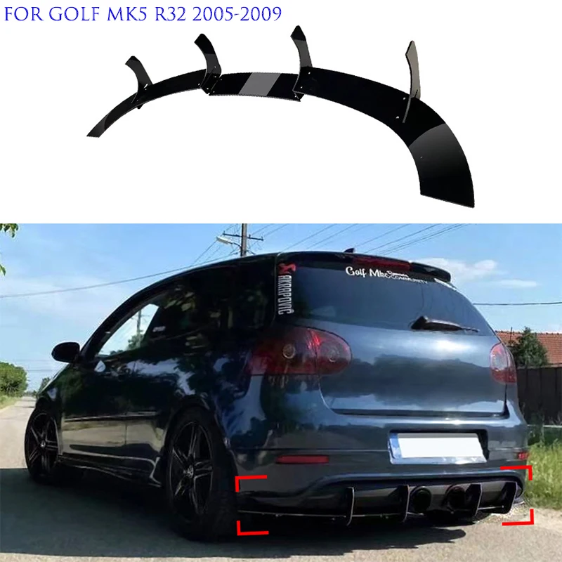 

3 Pcs Car Rear Diffuser Lip Rear Side Splitters Stickers Rear Bumper Lip Diffuser Cover For VW Golf MK5 R32 2005 2006 2007 ~2009