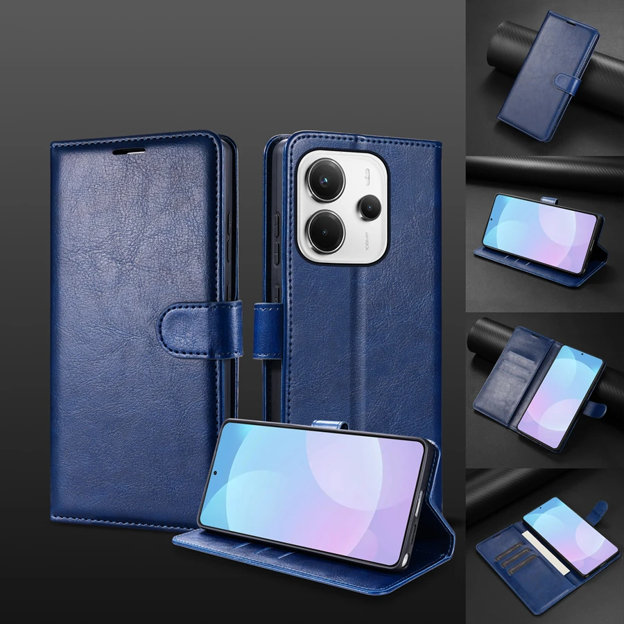 Leather Wallet Case with Card Slot, Kickstand & Magnetic Closure