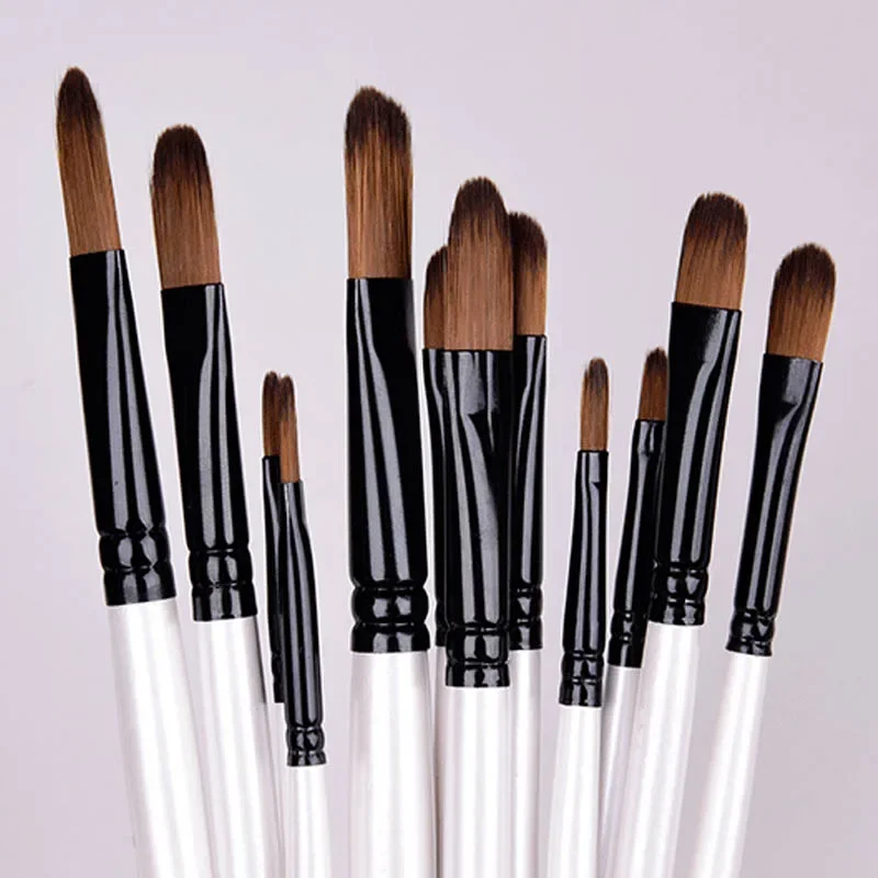 

12Pcs/Set Artist Paint Brush Wooden Handle Oil Painting Brushes Patchwork Color Multi-function Portable Drawing Art Supplies