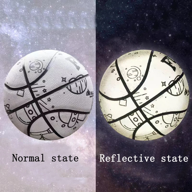 New Luminous Glow Basketball Size 7 Man Holographic Reflection Cool Basketball Street Balls Free Gifts