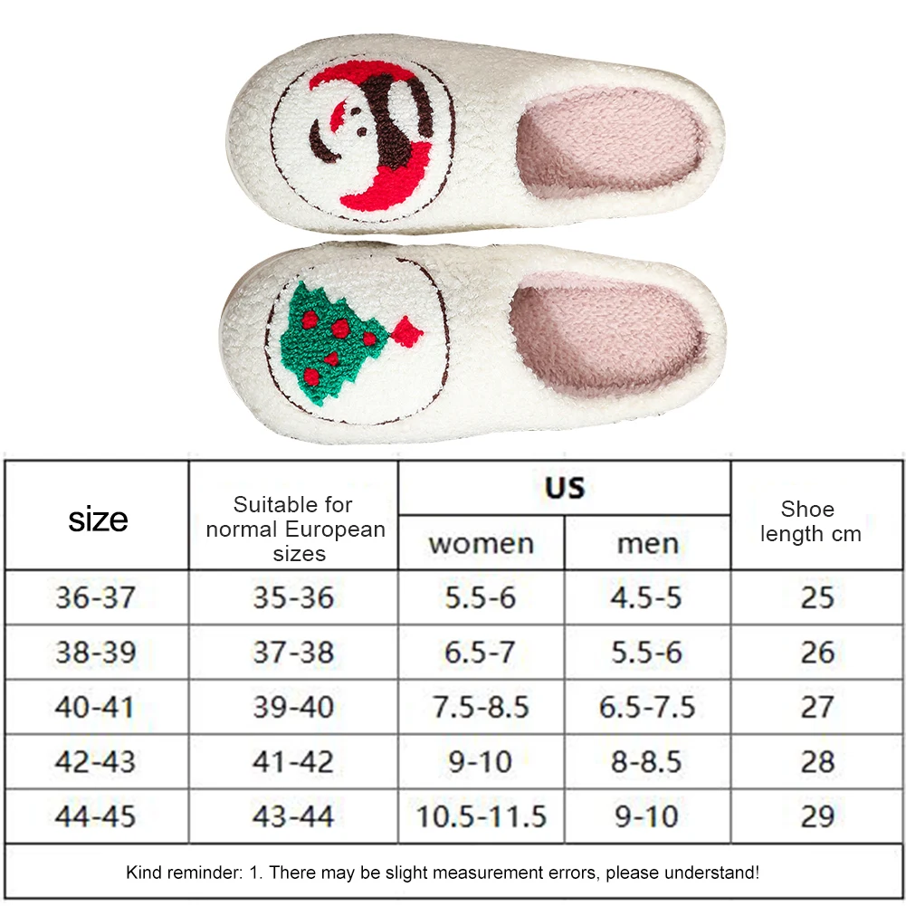 New Snowman Xmas Tree Slippers Plush Warm House Non-slip Thermal Couple Slippers for Winter Indoor Bedroom Christmas Gifts