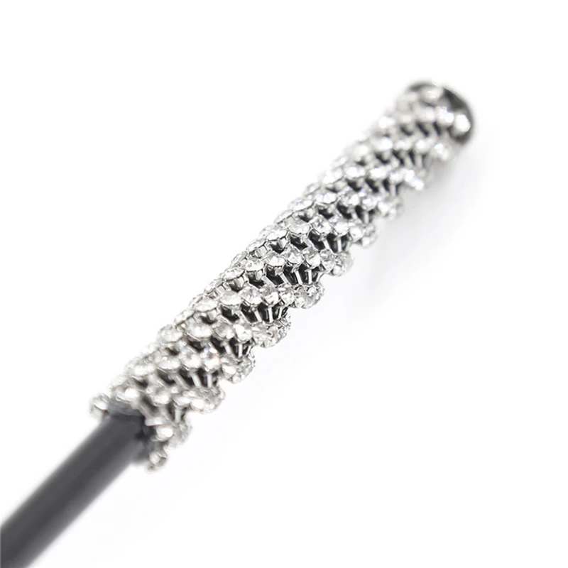 31CM Diamond Inlay Handle Glossy PU Leather Top Short Straight Whip Riding Crops Flogger Horse Training Dressage Whips ﻿ 4