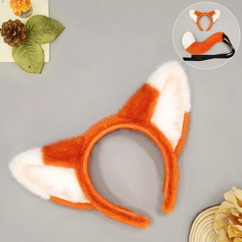 Nick Movie Animal Ear Cosplay Headwear Plush Orange Fox Tail Comic-con Party Dress Up Set Woman Man Carnival Costume Accessories - Image 5