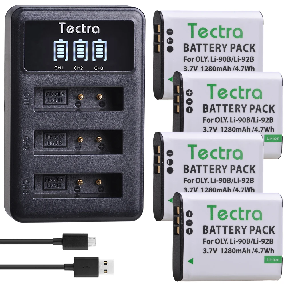 Li-90B Li-92B Batteria + Del Caricatore Led Per Olympus Tough Tg-6, Tg-5, Tg-Tracker, Tg-1 Ihs,Tg-2 Ihs,Tg-3 Tg-4,Sh-1,Sh-2, Sp-100 Ihs