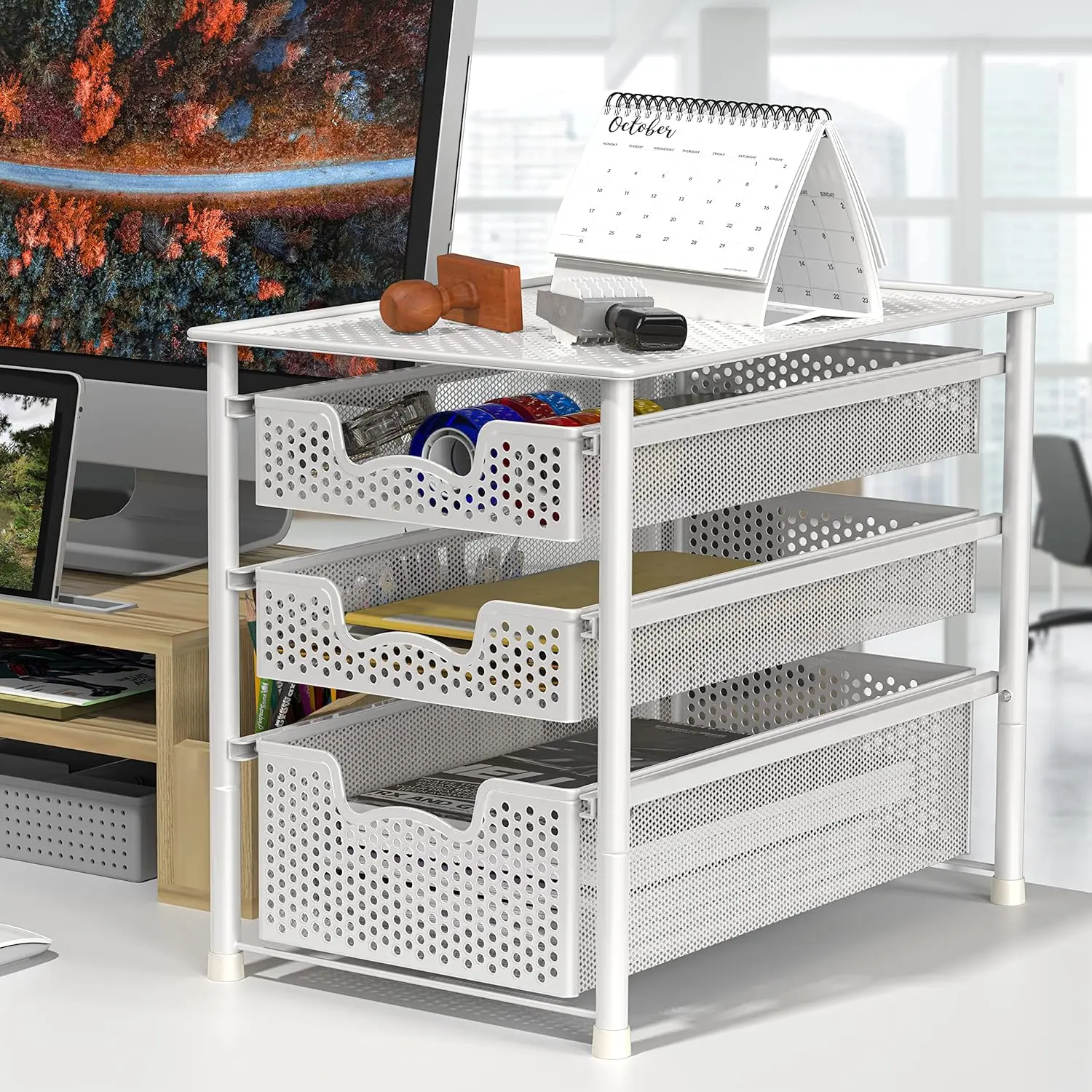 Alloy Steel Sliding Basket Organizer Drawer Cabinet 5