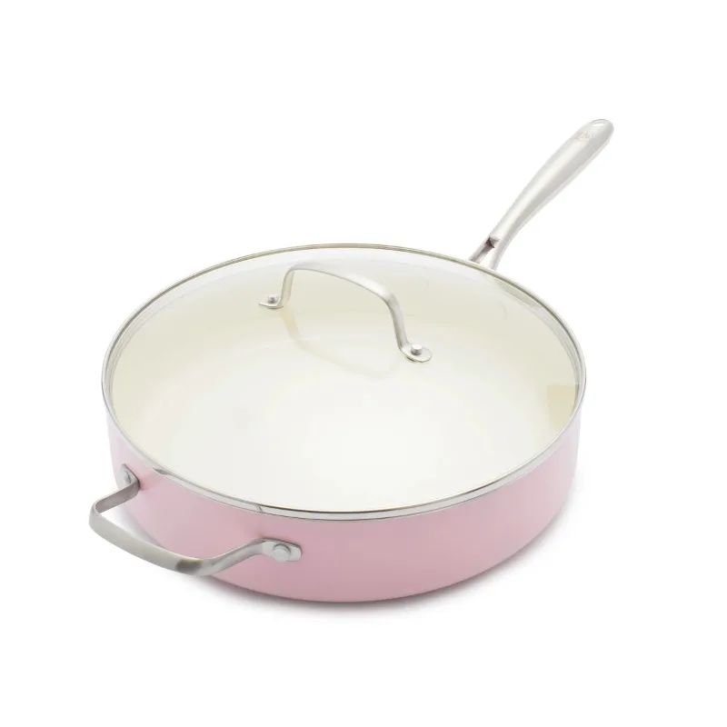 

Artisan Healthy Ceramic Nonstick, 5QT Saute Pan Jumbo Cooker with Helper Handle and Lid, Stainless Steel Handle, PFAS-Free