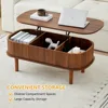 Fluted Lift Top Coffee Table with Hidden Compartment, Fully Assembled Wooden Center Table, Modern Oval Lift Tabletop for Home Li 5