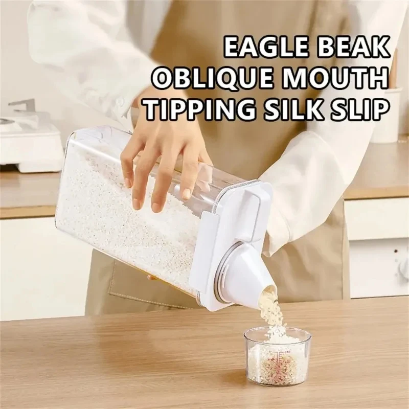 High Quality Airtight Grain Storage Box with Measuring Cup Lid Sets for Home Kitchen Grain Storage Jar