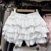 Pink Kawaii Women Dance Skirts Japanese Sweet Lolita Lace Splicing Female Puffy Skirts Y2K High Waist Ruffle Ladies Mini Skirts 3