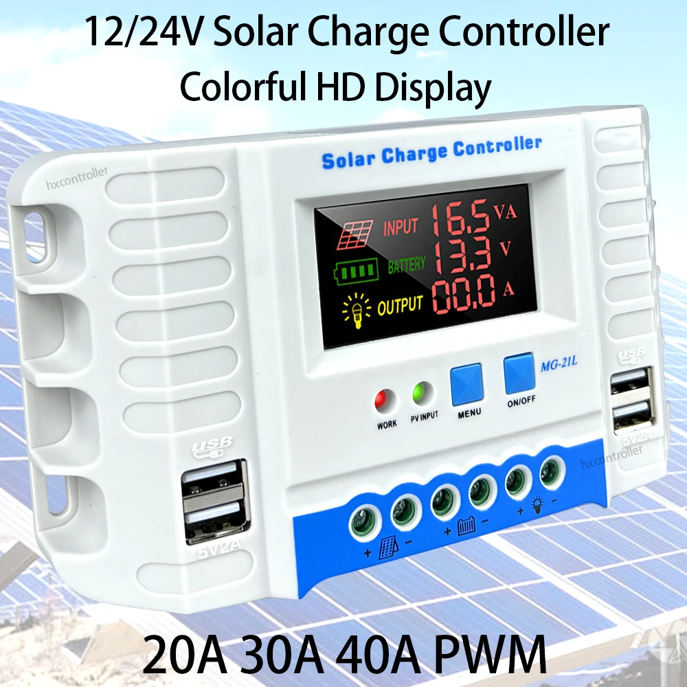 

960W 720W 360W PWM Solar Charge Controller 20A 30A 40A Solar System Battery Charging Regulator 50VDC For 12V 24V Battery