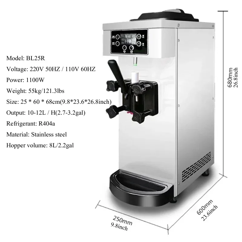 Including Tariffs Ice Cream Machine Table Top Soft Ice Cream Yogurt Maker Automatic Benchtop Gelato Home Appliance Commercial - Image 6