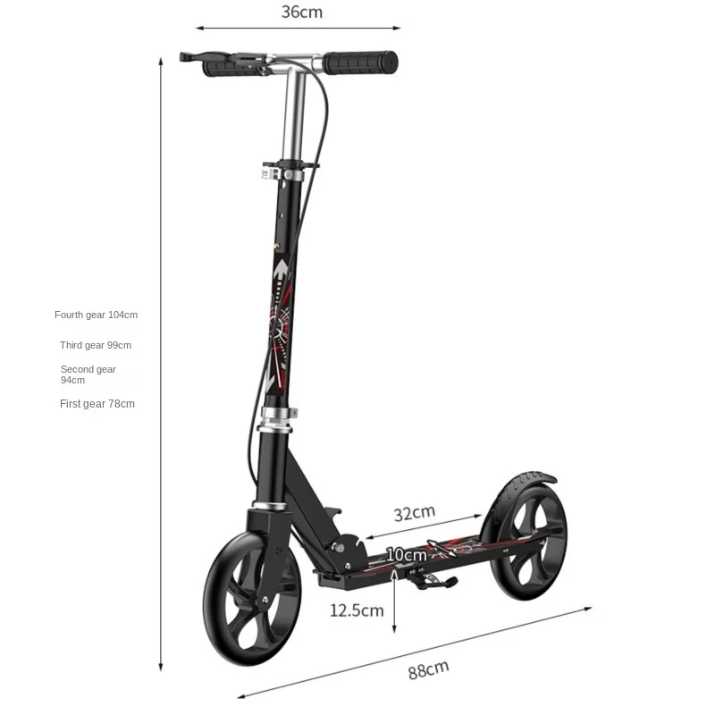 Cross Life Adult Pedal Scooter Youth Large Wheel Two-wheel Foldable Scooter City Adult Hand Brake folding scooter