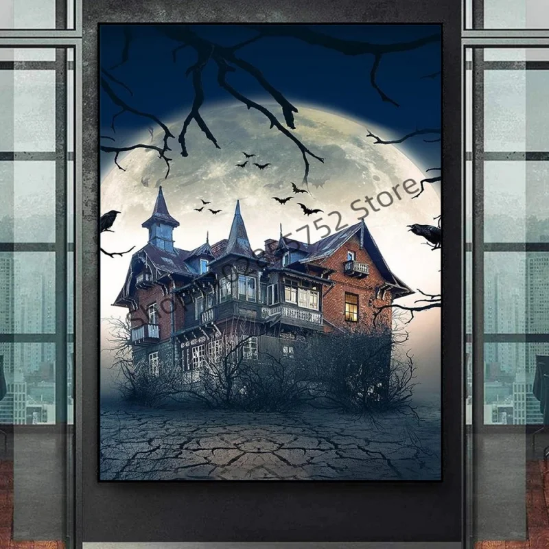  Haunted House Halloween Wall Decor - Vintage Scary