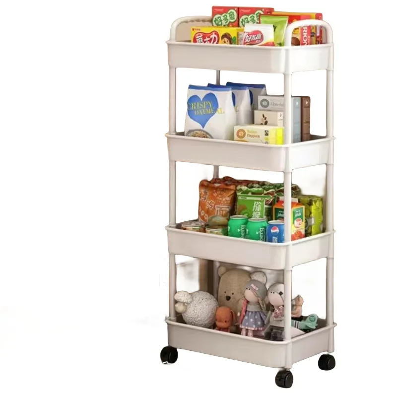 Storage rack trolley french window kitchen multi-storey mobile bathroom bedside snacks bookshelf