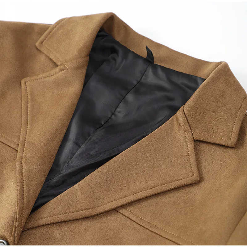 Vintage Fashion Pocket Jackets For Women Winter High Street Lapel Elegant Solid Commute Winter Outwear Ladies Coat