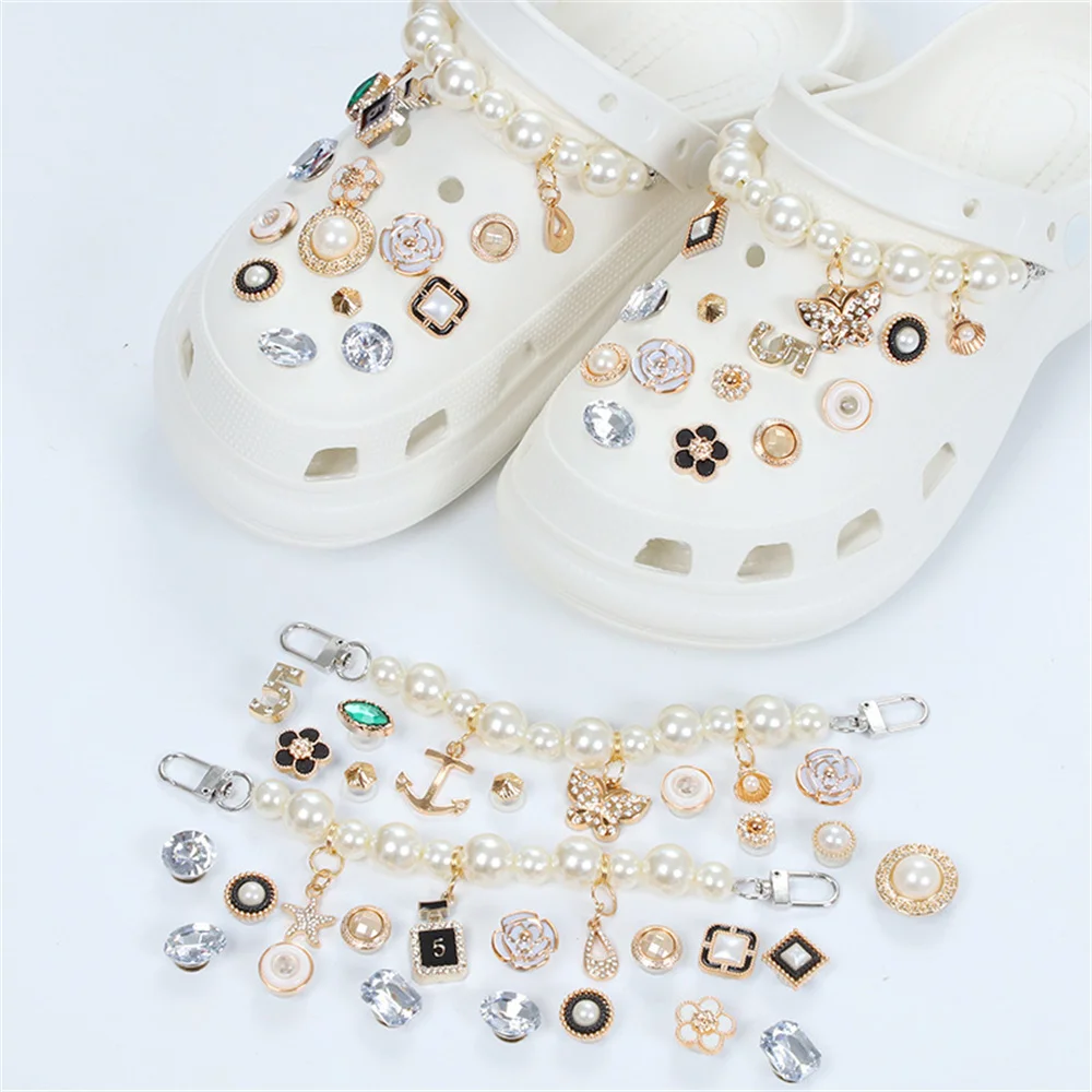 LuxurySuitNewCharmShoeAccessoriesJibzMetalDiyPearlRhinestone