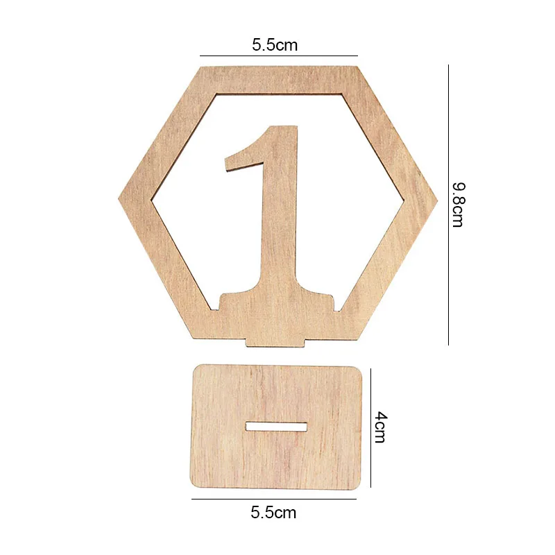 10pcs Wooden Table Number Sign Hexagon Place Card Rustic Wedding Desktop Decor Engagement Seat Number Signs Event Party Supplies