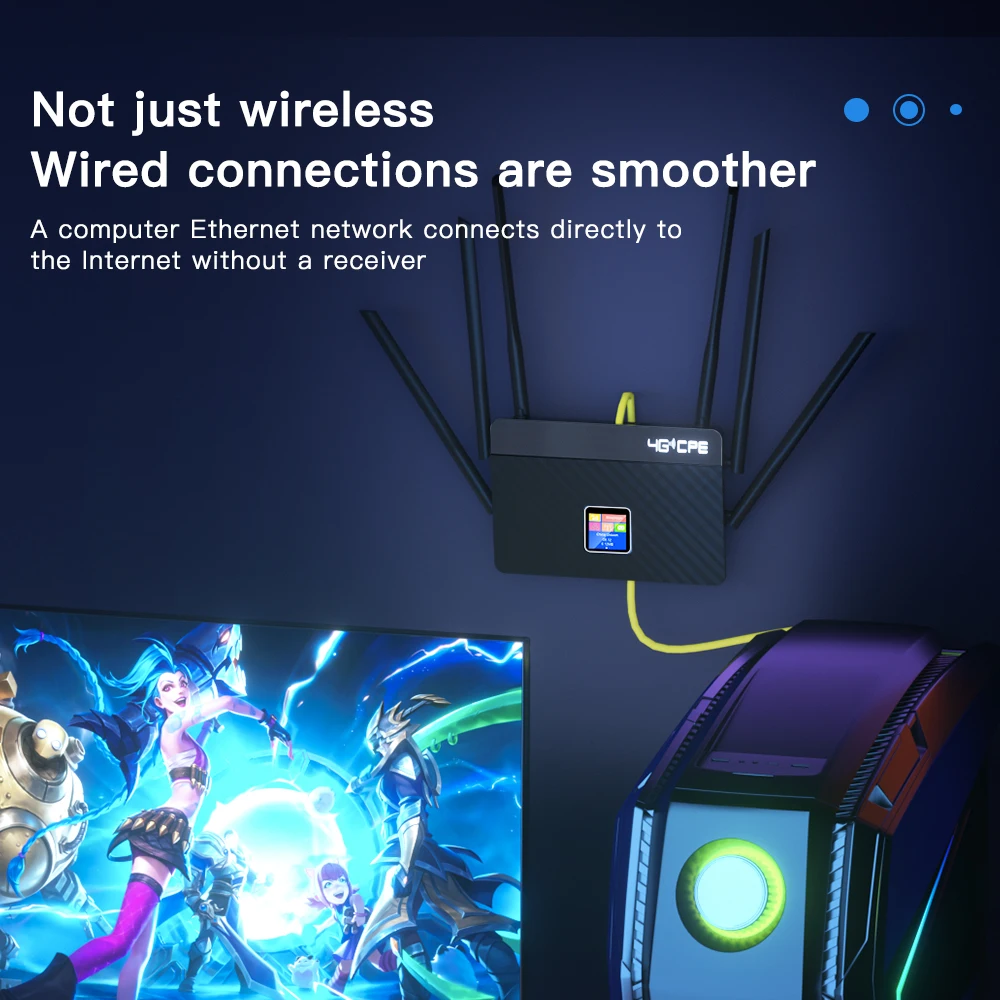 Kuwfi-roteador Wifi Cpe Lte 5200mah 4g High Gain Pcs Antenas Externas Display Lcd Lan Wan Rj45 Slot para Cartão Sim - Imagem 2