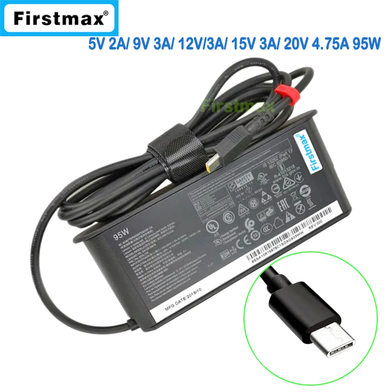 Tipo-c Carregador 20v 4.75a para Lenovo Ideapad Pro16ach6 Thinkbook 14p g2 Ach Yoga Magro Pro-14arh5 Adlx95ylc2a Adaptador ac 95w