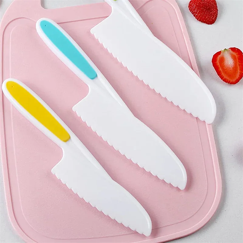 4 Pcs Kids Knife Set, Kids Safe Cooking Knives, Nylon Kids Kitchen Knife  With Crinkle Cutter, Serrated Edges Plastic Toddler Knife Kids Knives For  Rea