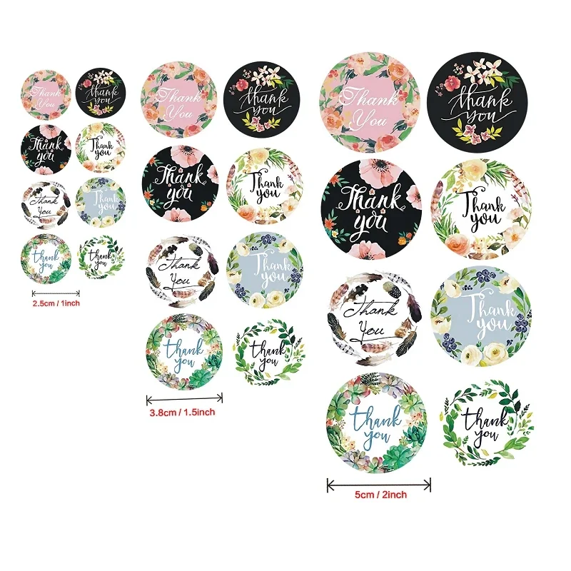 2 inch/5cm Round Floral Thank You Stickers 500pcs for Wedding Favors Party Handmade Gift Envelope Seal Stationery Sticker