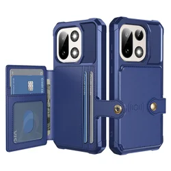 Luxury Leather Magnetic Phone Case with Card Slots and Shockproof Wallet Lens Protection Cover - OnePlus 15 (Blue)