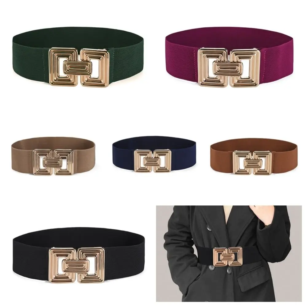 Korean Style Women Retro Belt Temperament Waistband Solid Color Metal Buckle Belt Wide Belt Nylon Female Cummerbunds Lady