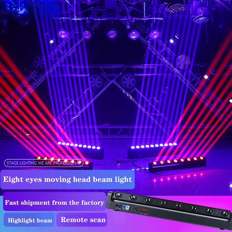 Factory Price 8 eyes Beam Laser Projector Light Moving Head Lamp Sound Controller RGBW DJ Disco Stage Lighting Effect for Bar