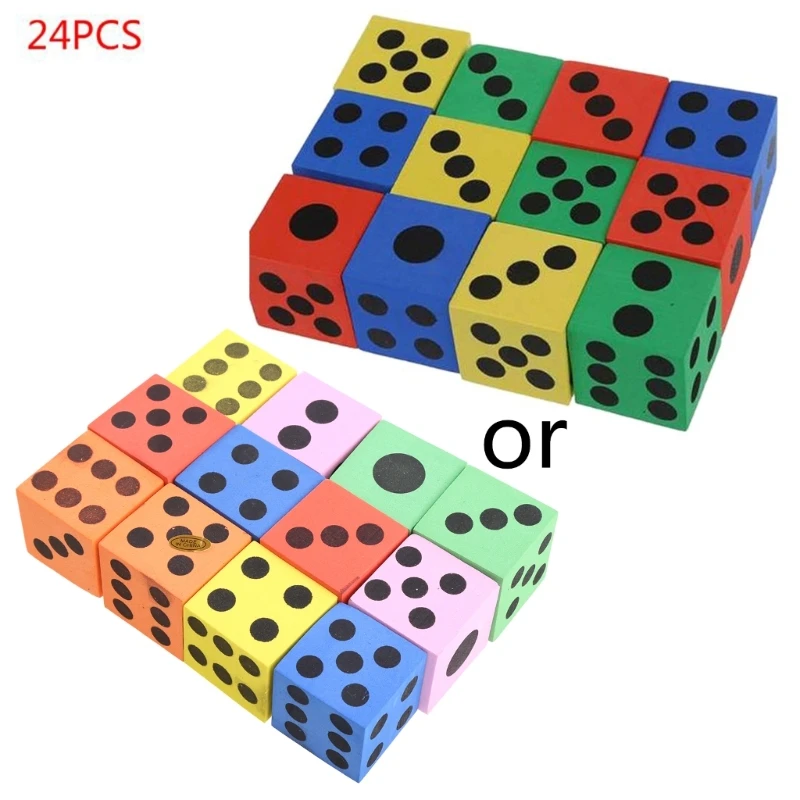 

B36F 24Pieces Six Sided Foam 3.7mm Dot for Math Teaching Board Game