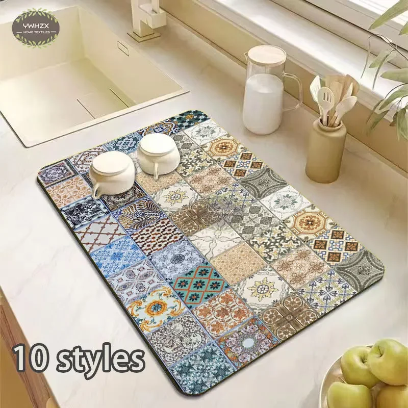 

Morocco Pattern Drain Pad Western Placemat Drink Coaster Nordic Style Geometry Kitchen Absorbent Dining Table Cup Mat Home Decor