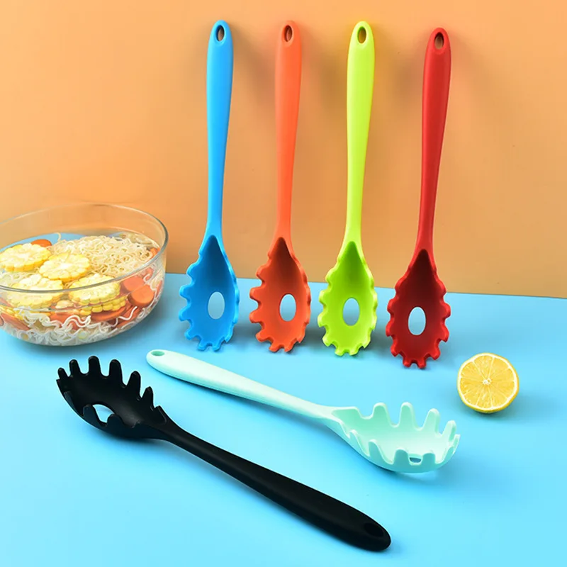 50Pcs/Lot Zeegle Silicone Cookware Noodles Spoon Pasta Scoop Colander Spatula Spaghetti Colander Spoon Heat-resistant