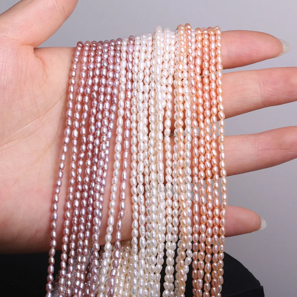 Natural Freshwater Pearl Rice-shaped Loose Beads for Make Jewelry DIY Bracelet Necklace 2-2.5mm