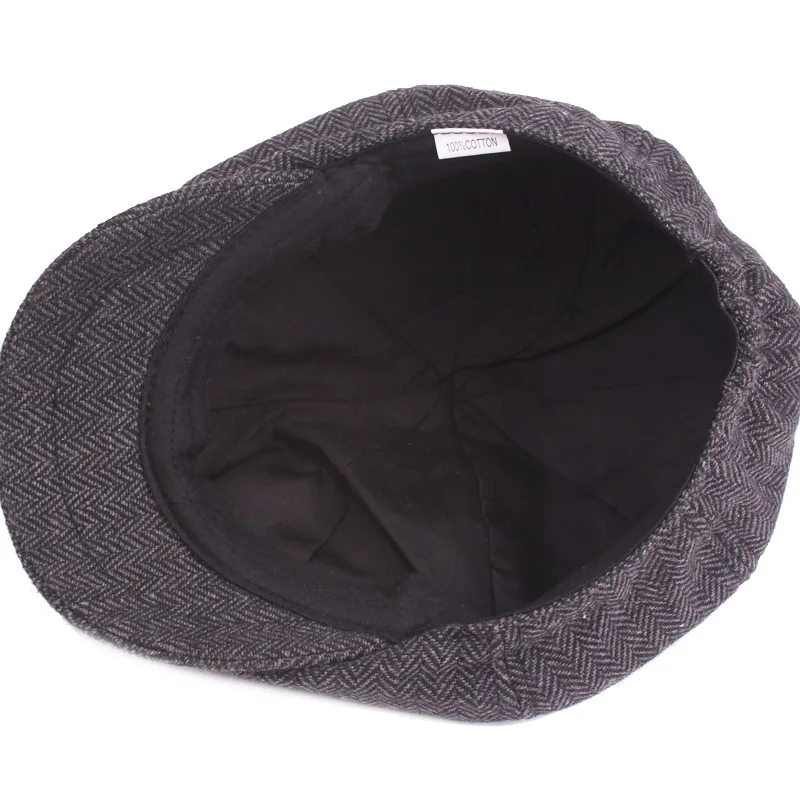 Winter Cotton Father Vintage Beret Hat Men Director Painter Hat Newsboy Cap Herringbone Octagonal Caps Petten Hot
