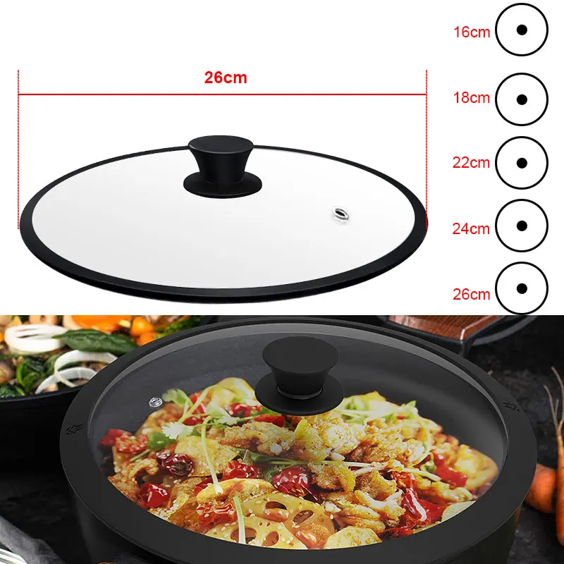 Glass Pot Lid Glass Lid Microwave Splatter Cover Vented Tempered Glass Universal Lid for Pot Pan Skillet Heat Resistant Silicone Rim Microwave Splatter Lid Cover