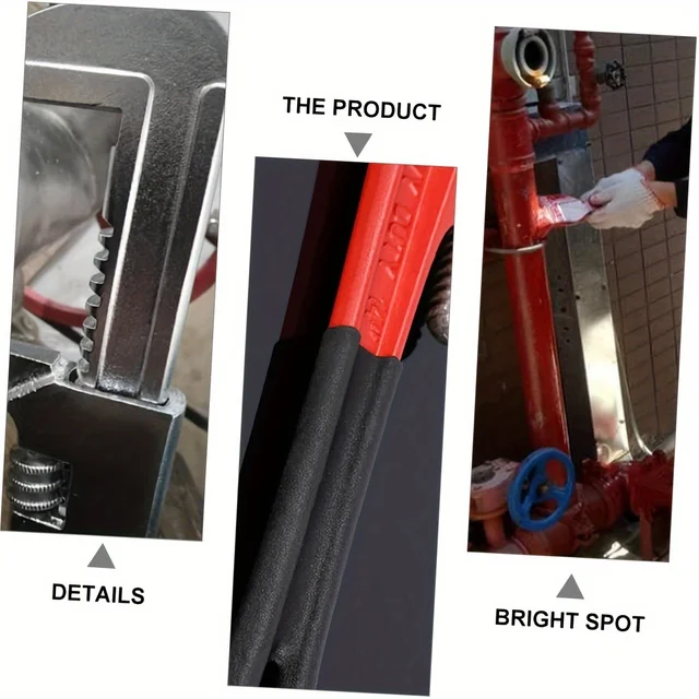 12inch / 8inch Heavy Duty Straight Pipe Wrench, Adjustable Aluminum Plumber Wrench with Floating Hook Jaw and I-Beam Handle, Red 6