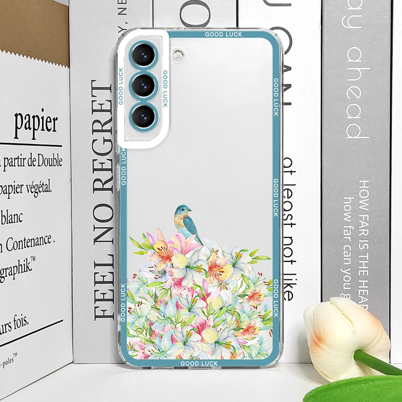 Luxury Fresh Flowers and Birds Printed Floral Soft Phone Case