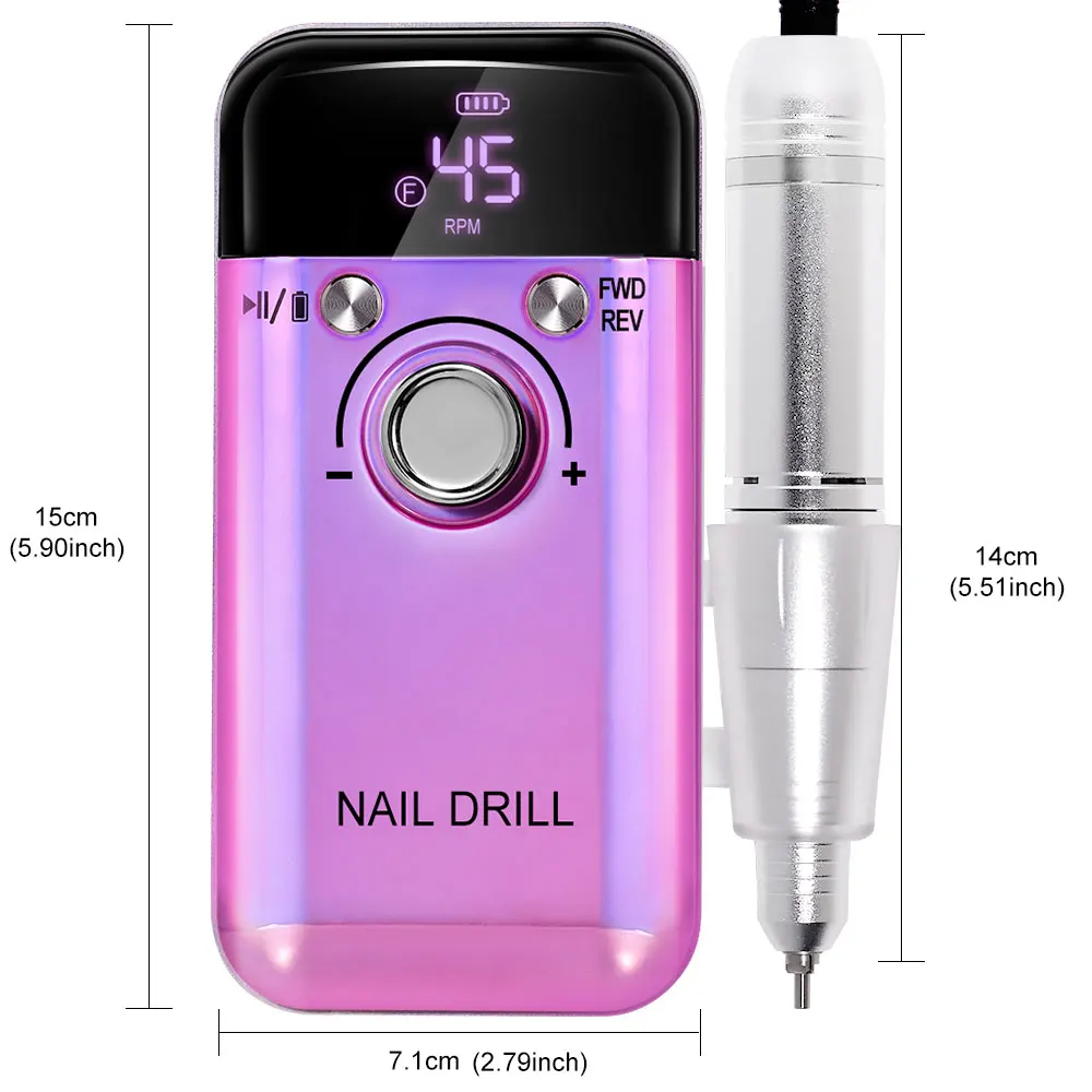 45000RPM Portable Rechargeable Nail Drill Machine Low Noise HDLCD Display Function Equipped With 6 Drill Bit Manicure Tools 6