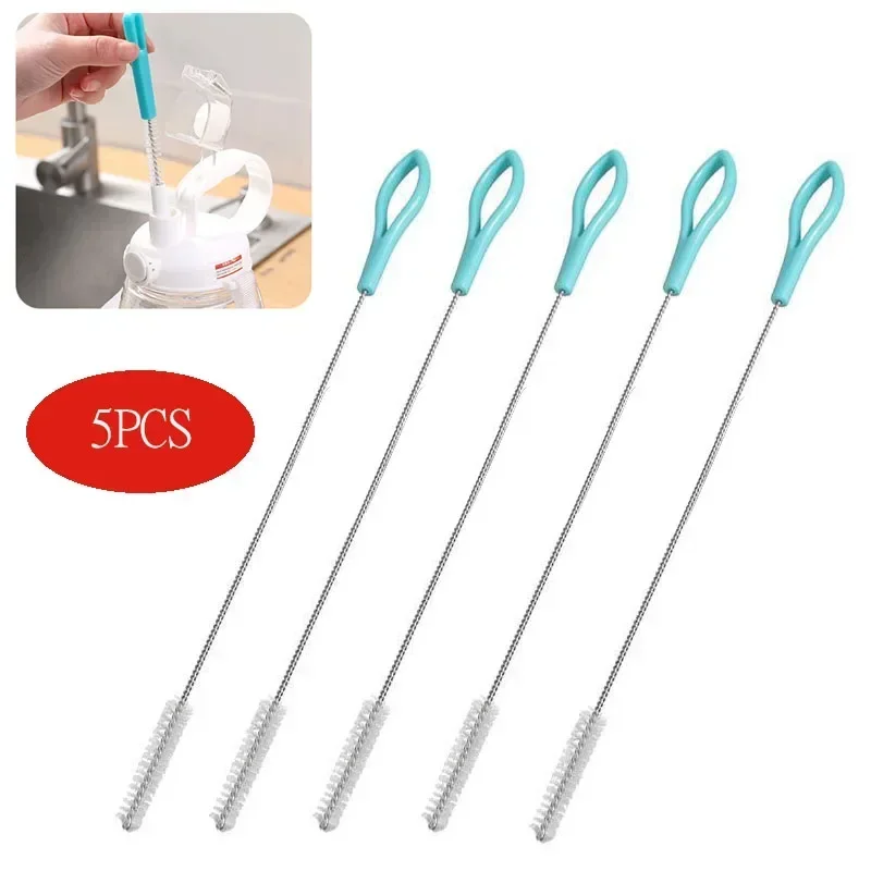 Nylon Bottle Cleaning Brush Baby Stainless Steel Long Handle Cleaning Brushes Soft Hair Straws Spiral Tool 5Pcs bottle brush bottle cleaning brush straw cleaning brush cleaning brush cleaning brush set